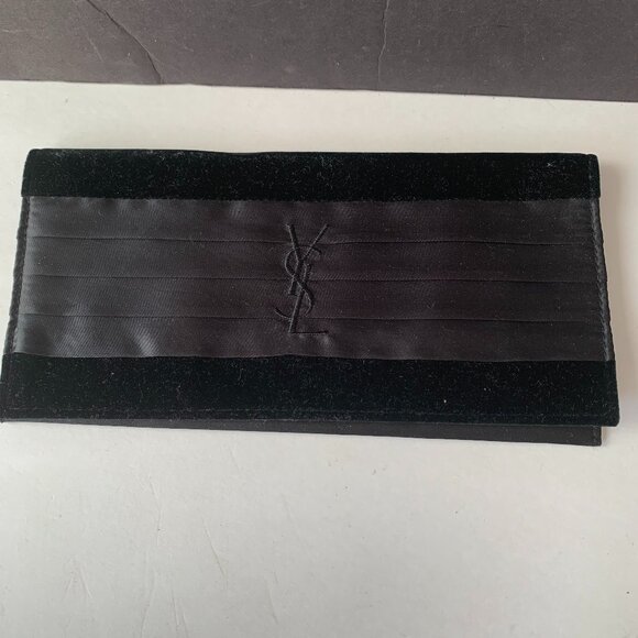Yves Saint Laurent YSL Black Velvet Satin Evening Parfums Bag Clutch Cosmetic - Picture 1 of 9